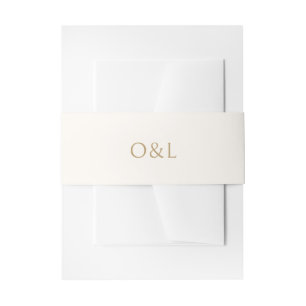 Simple Ivory and Gold Modern Wedding Invitation Belly Band
