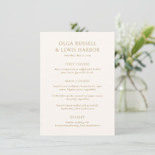 Simple Ivory and Gold Modern Wedding Menu