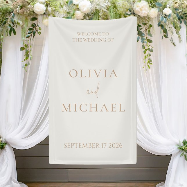 Simple Ivory and Tan Modern Wedding Banner (Creator Uploaded)