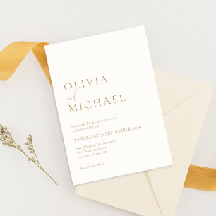 Simple Ivory and Tan Modern Wedding Invitation