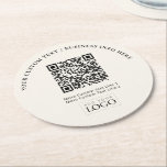 Simple Ivory Business Logo QR Code Promotional Round Paper Coaster<br><div class="desc">Add branded detail to your business with this personalised paper coaster. This design features template for your logo and QR code.(recommand using transparent background png file) You can use this custom coasters for restaurants,  cafe,  bar,  banquets,  or events. More business supplies are available at my store BaraBomStudio.</div>