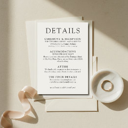 Simple Ivory Classic Wedding Details Enclosure Card