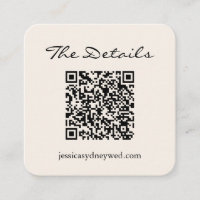 Simple Ivory Script Wedding RSVP Details QR Code