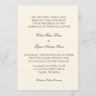 Simple Ivory Wedding Invitation