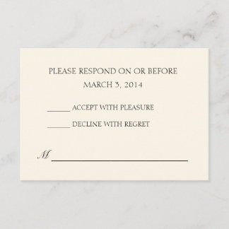 Simple Ivory Wedding RSVP Card