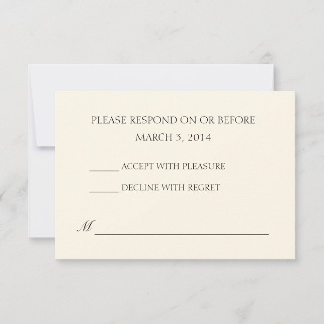Simple Ivory Wedding RSVP Card (Front)