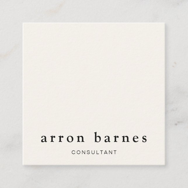 Simple Ivory White Modern Professional Minimalist Square Business Card (Front)