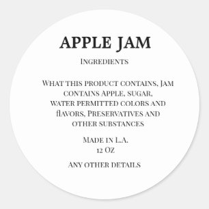 simple jam small business ingredient product label
