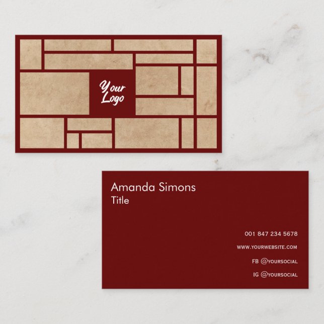 Simple Japanese Style Red Business Card (Front/Back)
