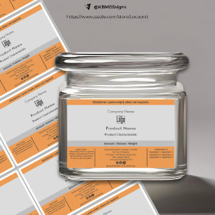 Simple Jar, Container Grey Orange Product Label