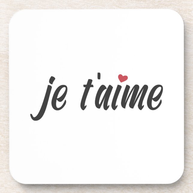 Simple Je T'aime I Love You Valentine | Coaster (Front)