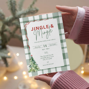 Simple Jingle & Mingle Christmas Party Invitation Postcard