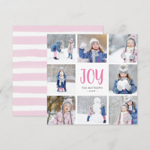 Simple Joy 8 Square Photo Collage Flat Holiday Card