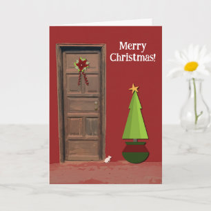 Simple Joy Christmas Mouse Retro Art Card