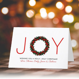 Simple "Joy" Christmas Wreath Holiday Card