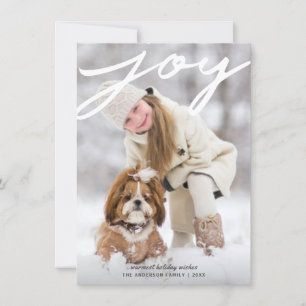 Simple Joy Handwritten Script Christmas Photo Holiday Card