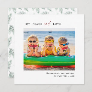 Simple Joy Peace Love Photo Square Holiday Card