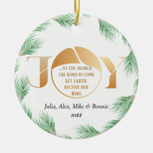 Simple Joy To The World Quote Elegant Christmas Ceramic Tree Decoration