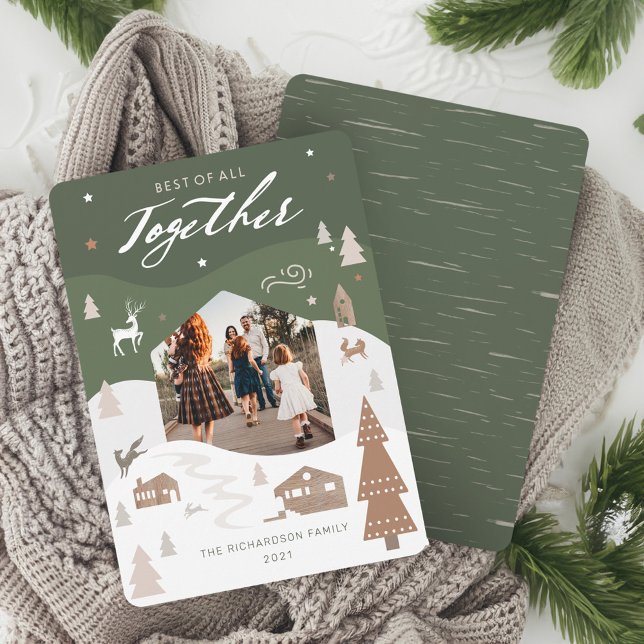 Simple Joy Woodland Animals & Cosy Village Photo Holiday Card (Simple Joy Woodland Animals & Cozy Village Photo Holiday Card)