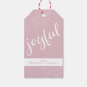 Simple Joyful Blush Pink Christmas Holiday Gift Tags