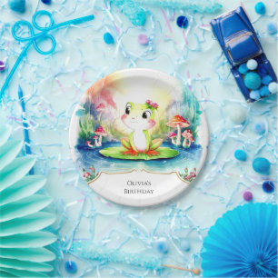 Simple Joyful Frog Birthday Paper Plate