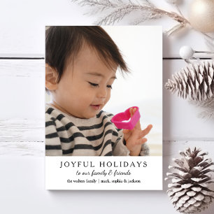 Simple Joyful Holidays Custom Photo Holiday Card
