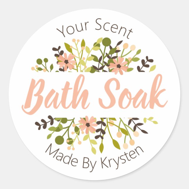 Simple Joyous Spring Meadows Bath Bomb Salt Soak Classic Round Sticker (Front)