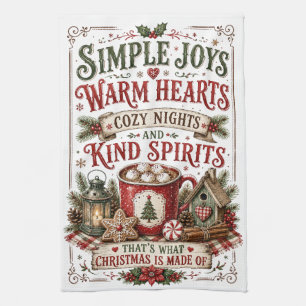 Simple Joys Warm Hearts Tea Towel