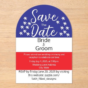 Simple July 4th Patriotic Country Wedding Acrylic Invitations