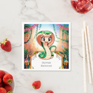 Simple Jungle Snake Birthday Napkin