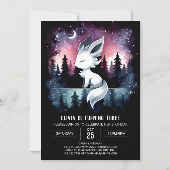 Simple Jungle Wolf Birthday Invitation (Front)