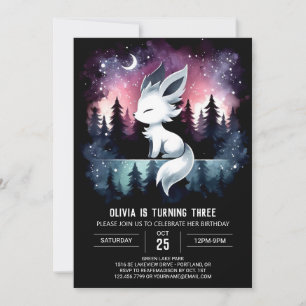 Simple Jungle Wolf Birthday Invitation