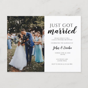 Simple Just Got Married Wedding Elopement Announcement Postcard