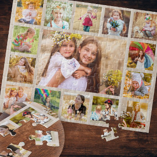 Simple Kids Family 15 Photo Collage Jigsaw Puzzle