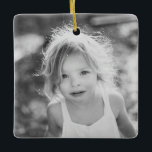 Simple Kids Photo Keepsake Black and White Ceramic Ornament<br><div class="desc">Easily diy and customise with your own images this Custom Simple Kids Photo Christmas Keepsake Black and White Ceramic Ornament. Add any customised photo format: vertical portrait, horizontal landscape, squared shaped. Create your own unique keepsake photo gift for family, kids, grandparents, friends. Design your own holiday decoration, auto decor, vehicle...</div>