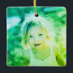 Simple Kids Photo Keepsake Ceramic Ornament<br><div class="desc">Easily diy and customise with your own images this Custom Simple Kids Photo green Christmas Rainbow Keepsake Ceramic Ornament. Add any customised photo format: vertical portrait, horizontal landscape, squared shaped. Create your own unique keepsake photo gift for family, kids, grandparents, friends. Design your own holiday decoration, auto decor, vehicle car...</div>