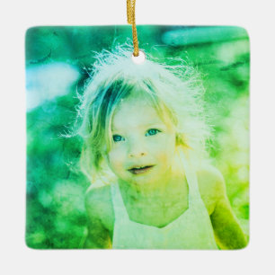 Simple Kids Photo Keepsake Ceramic Ornament