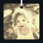 Simple Kids Photo Keepsake Golden Metal Tree Decoration<br><div class="desc">Easily diy and customise with your own images this Custom Simple Kids Photo Christmas Keepsake vintage Golden sepia Ceramic Ornament. Add any customised photo format: vertical portrait, horizontal landscape, squared shaped. Create your own unique keepsake photo gift for family, kids, grandparents, friends. Design your own holiday decoration, auto decor, vehicle...</div>