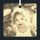 Simple Kids Photo Keepsake Golden Metal Tree Decoration<br><div class="desc">Easily diy and customise with your own images this Custom Simple Kids Photo Christmas Keepsake vintage Golden sepia Ceramic Ornament. Add any customised photo format: vertical portrait, horizontal landscape, squared shaped. Create your own unique keepsake photo gift for family, kids, grandparents, friends. Design your own holiday decoration, auto decor, vehicle...</div>