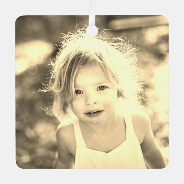 Simple Kids Photo Keepsake Golden Metal Tree Decoration (Front)