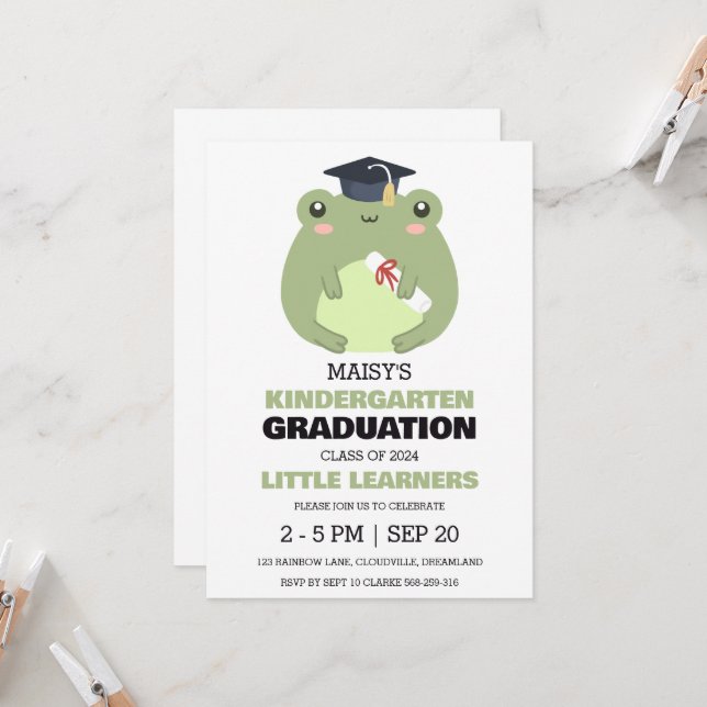 Simple kindergarten graduation invitation (Front/Back In Situ)