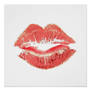 Simple Kiss Red Lips Lipstick Poster