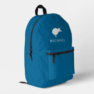 Simple Kiwi Bird Silhouette Monogram Personalised Printed Backpack
