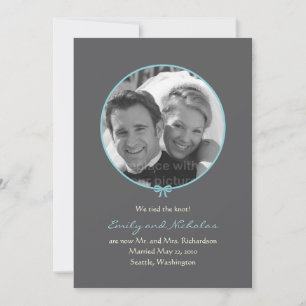 Simple Knot Photo Wedding Announcement - Blue