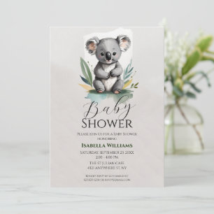 Simple Koala Baby Shower  Invitation