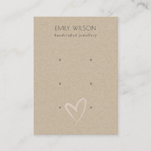 Simple Kraft Blush Heart 3 Stud Earring Display  Business Card