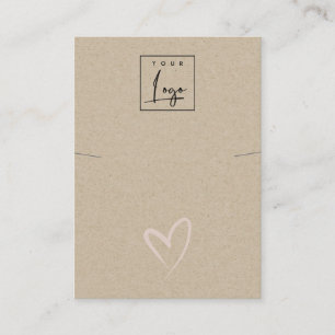 Simple Kraft Blush Heart Necklace Band Logo Business Card