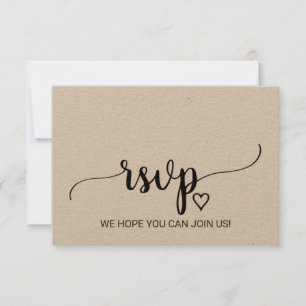 Simple Kraft Calligraphy Menu Choice RSVP Card