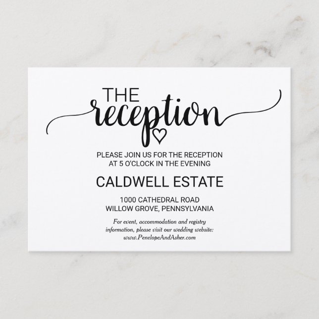 Simple Kraft Calligraphy Reception Card (Front)