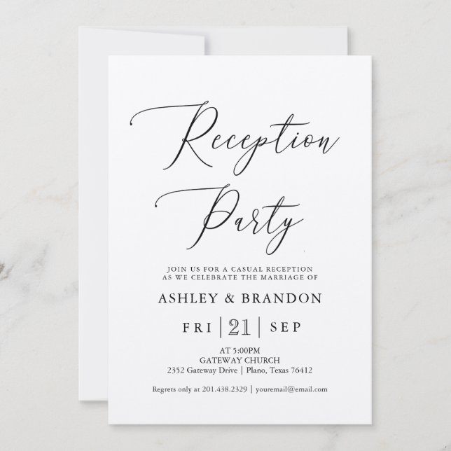 Simple Kraft Calligraphy Rustic Reception Party Invitation (Front)
